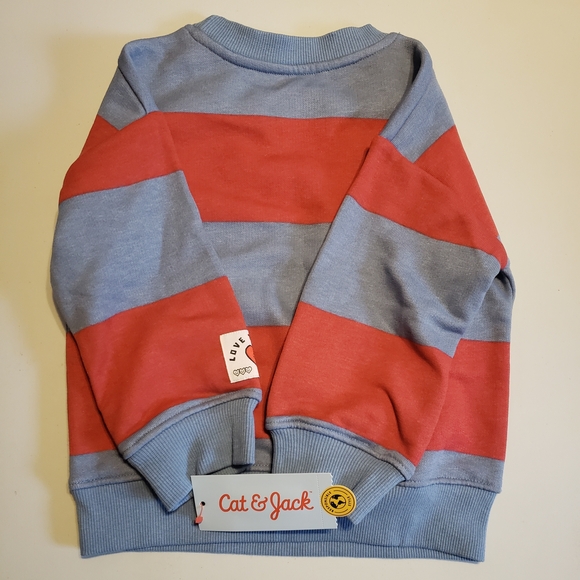 Cat & Jack Kids Sweatshirt - Red and Blue Stripes - Picture 2 of 6
